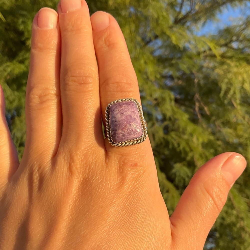 Charoite and Sterling Silver Ring